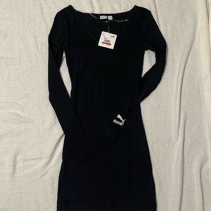 PUMA VNeck Black Long Sleeve Mini Dress size XS NWT
